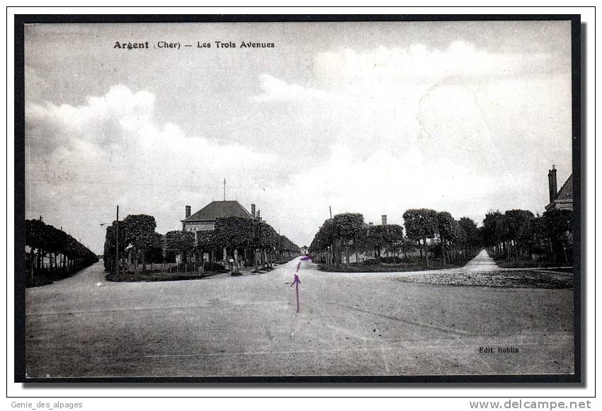 18 ARGENT, Les 3 Avenues, Ed Roblin, L Lenormand, Dos Divisé, écrite, L'écriture Marque Le Recto De La Carte - Argent-sur-Sauldre