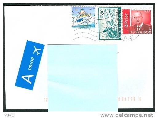 Belgique : Enveloppe Par Avion Prior, 3 Timbres, Antarctiques, Bateaux... - Brieven En Documenten