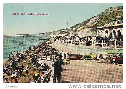 TA 117  BOSCOMBE   Beach And Cliffs  Circulée 1929 - Bournemouth (tot 1972)