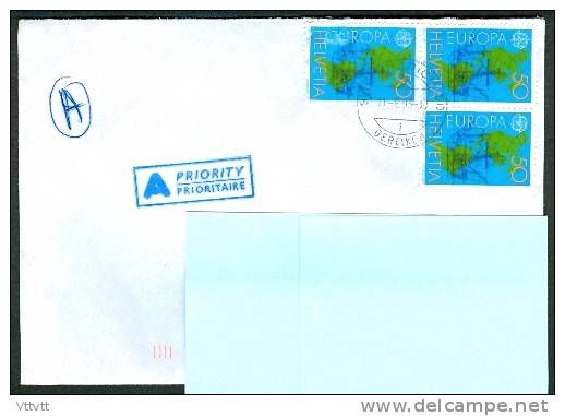 Enveloppe, Suisse, Helvetia (2006) : Priority, Prioritaire, 3 Timbres Europa, Cachet Oerlikon - Briefe U. Dokumente