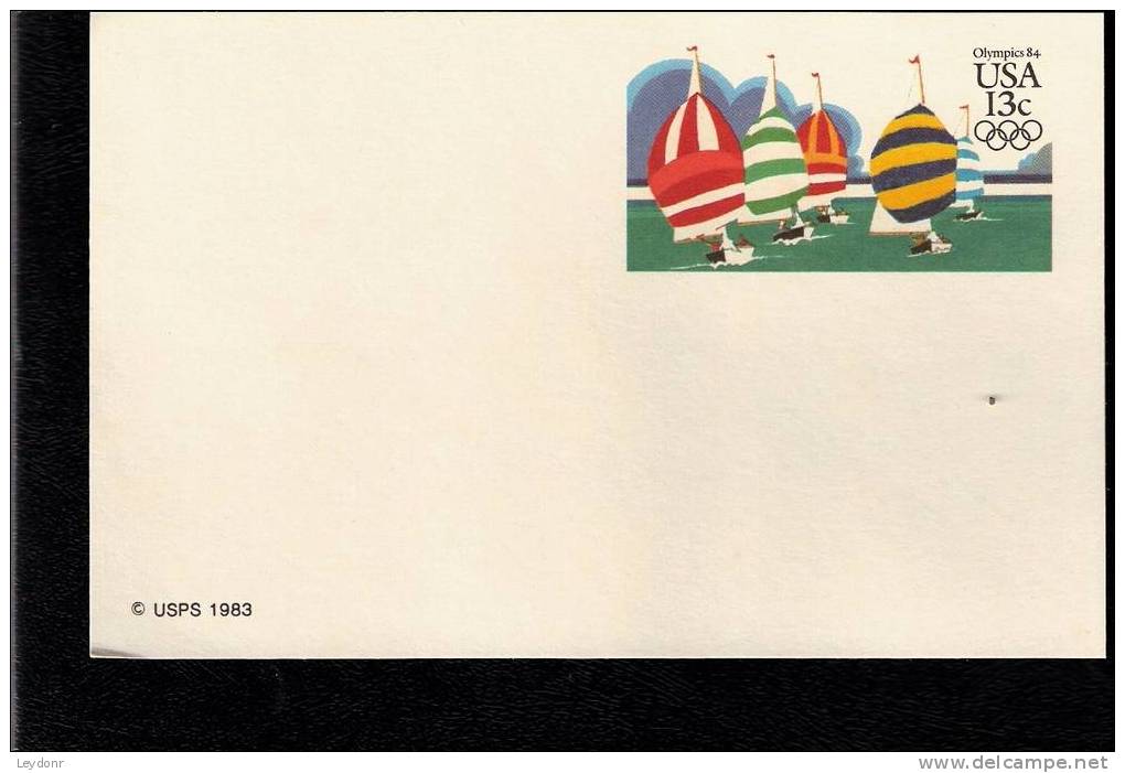 Postal Card - Olympics 1984 - Yachting - Scott # UX100 - 1981-00