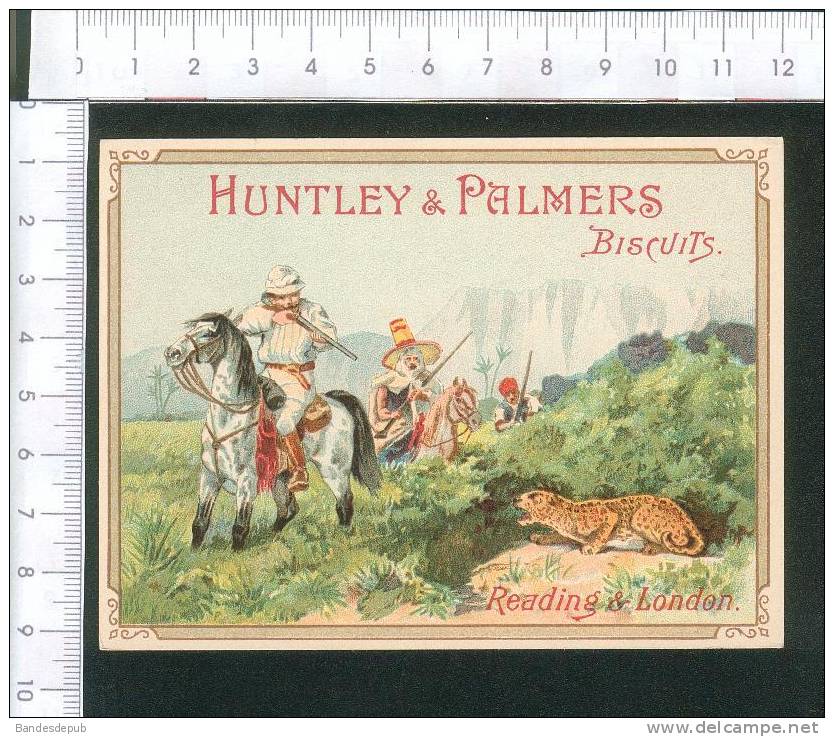 Huntley & Palmers Belle Chromo Thème Chasse Colonialisme Fusil  Léopard Cheval - Autres & Non Classés