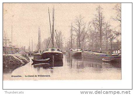 BRUXELLES LE CANAL DE WILLEBROECK PENICHE A VOILE  RARE - Hafenwesen