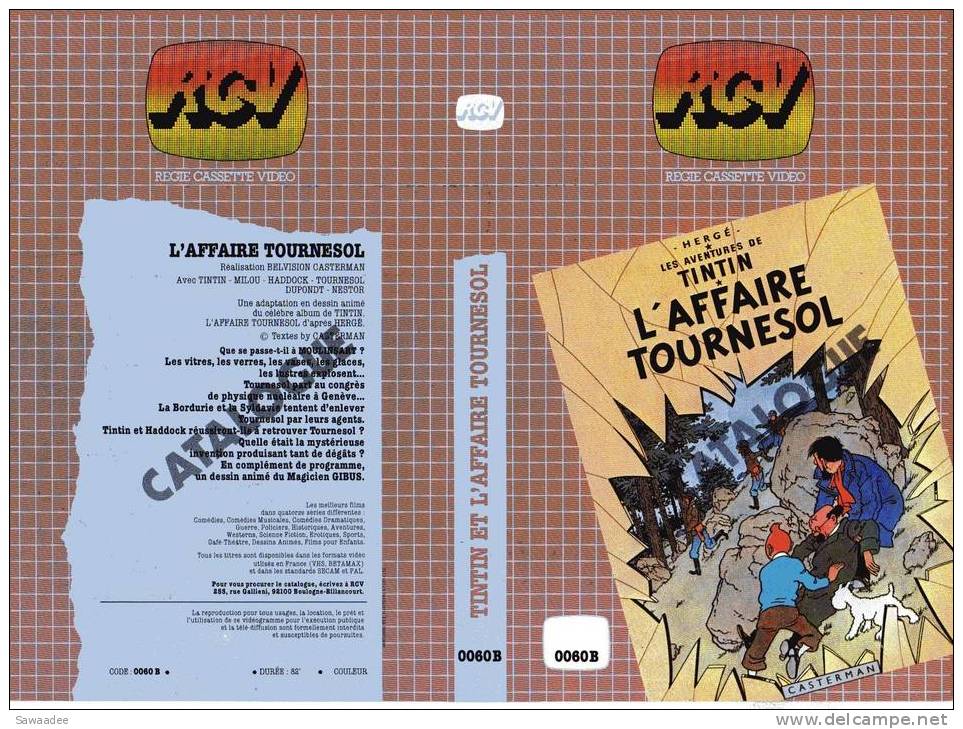 JAQUETTE K7 - PUBLICITAIRE - HERGE LES AVENTURES DE TINTIN - L´AFFAIRE TOURNESOL - CATALOGUE - Plakate & Offsets