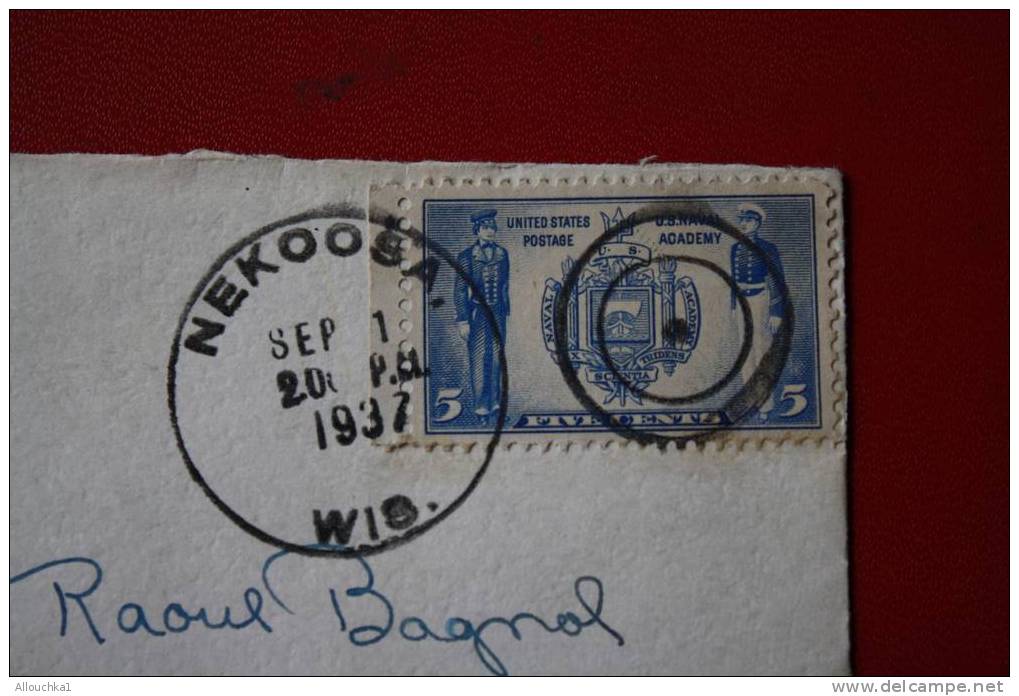 1937- MARCOPHILIE-LETTRE :DES USA ETATS-UNIS D' AMERIQUE: NEKOOSA - WISCONSIN - POUR : ORANGE -VAUCLUSE - 84 -FRANCE - - Cartes Souvenir