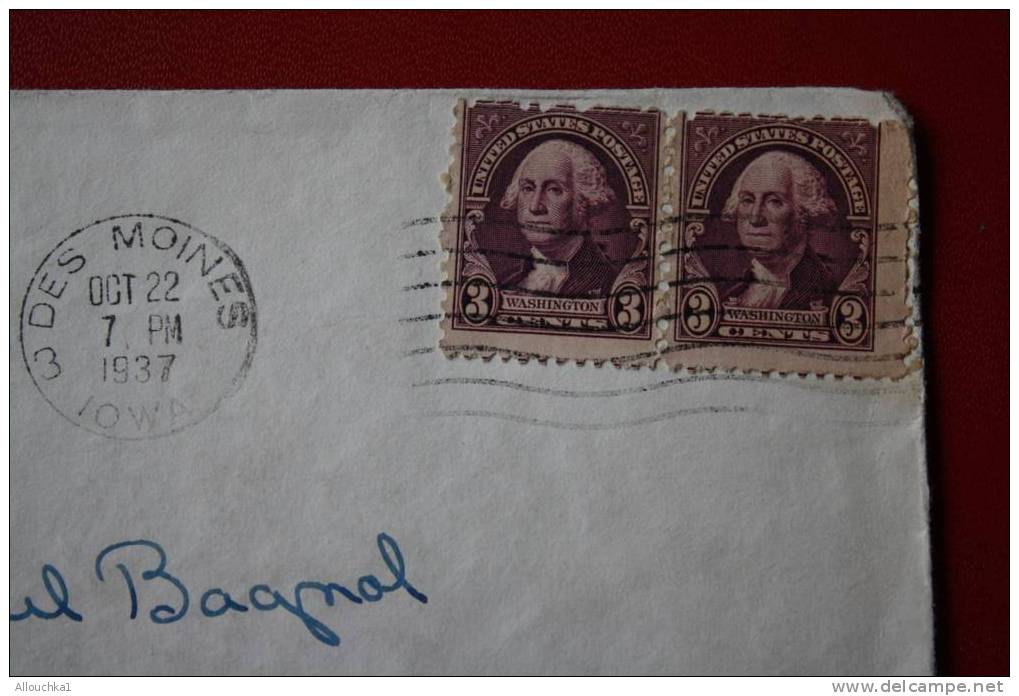 1937- MARCOPHILIE-LETTRE :DES USA ETATS-UNIS D' AMERIQUE: DES MOINES - IOWA -- POUR : ORANGE -VAUCLUSE - 84 -FRANCE - - Souvenirkarten