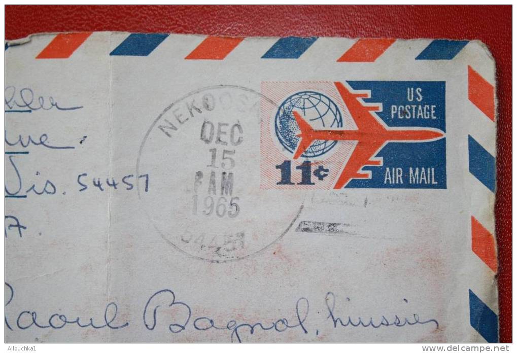 -1965 - MARCOPHILIE- DEVANT-LETTRE:DES USA ETATS-UNIS D' AMERIQUE: NEKOOSA -WIN-- POUR : AUBAGNE - 13 -FRANCE - - 3c. 1961-... Storia Postale