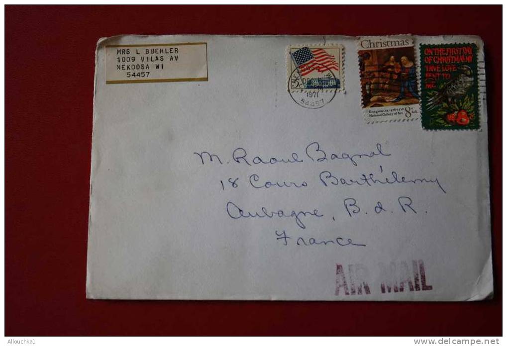 -1971 - MARCOPHILIE-LETTRE:DES USA ETATS-UNIS D´ AMERIQUE: NEKOOSA -WINSCONSIN -- POUR : AUBAGNE - 13 -FRANCE - - Lettres & Documents