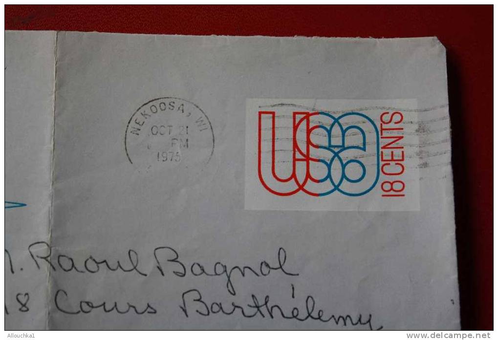 AEROGRAMME -1975 - MARCOPHILIE- LETTRE:DES USA ETATS-UNIS D' AMERIQUE:NEKOOSA - WINSCONSIN - P/:AUBAGNE-13-FRANCE - 1961-80