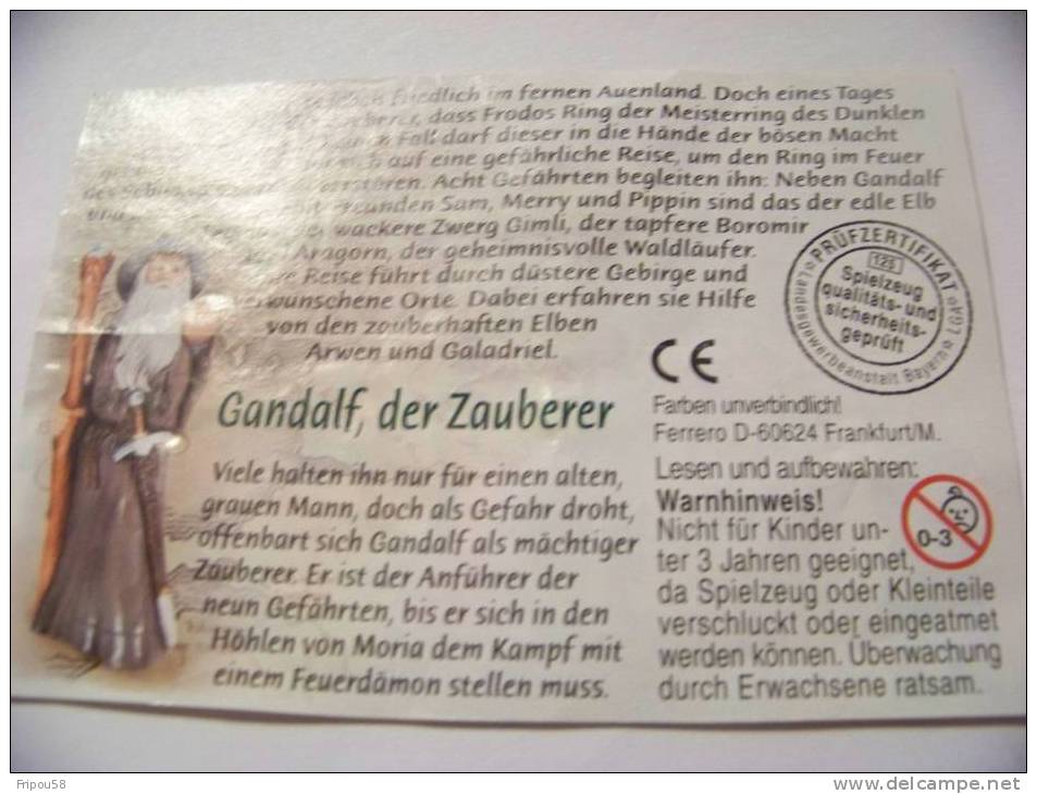 KINDER BPZ Allemand DER HERR DER RING 1 - GANDALF - Instructions