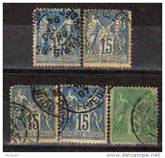 Lote 5 Sellos Francia Fechadores - Used Stamps