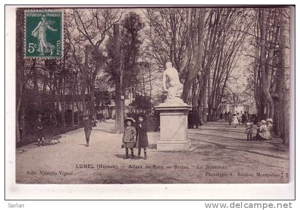 34 , LUNEL , Allée Du Parc , Statue " Le Remords" - Lunel