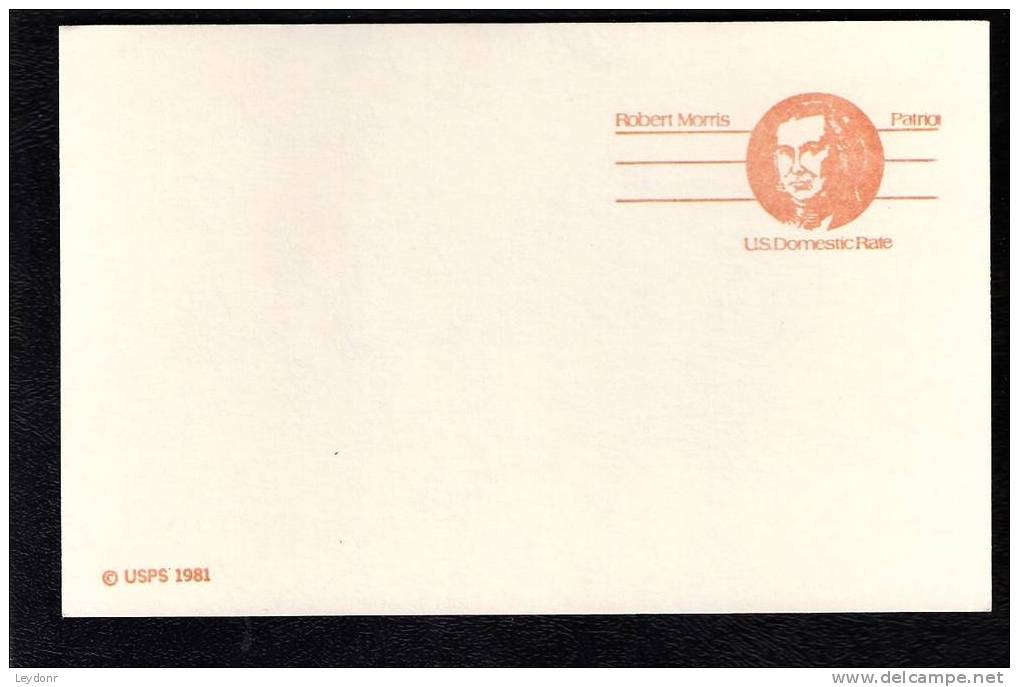 Postal Card - Robert Morris - Scott # UX92 - 1981-00