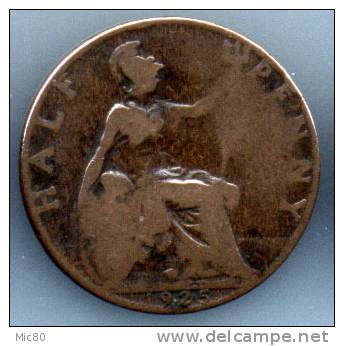 Grande-Bretagne Half Penny Georges V 1925 B/tb - C. 1/2 Penny