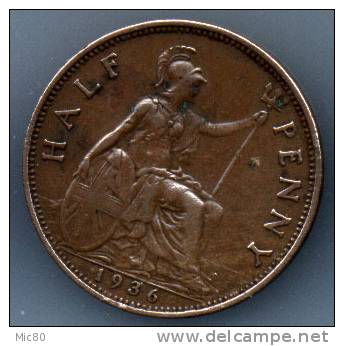 Grande-Bretagne Half Penny Georges V 1936 Ttb - C. 1/2 Penny