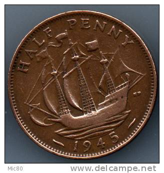 Grande-Bretagne Half Penny 1945 Ttb - C. 1/2 Penny