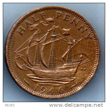 Grande-Bretagne Half Penny 1946 Ttb/sup - C. 1/2 Penny