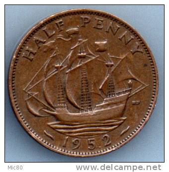 Grande-Bretagne Half Penny 1952 Ttb+ - C. 1/2 Penny