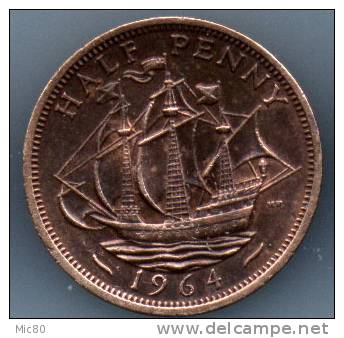 Grande-Bretagne Half Penny Elizabeth II 1964 Sup - C. 1/2 Penny