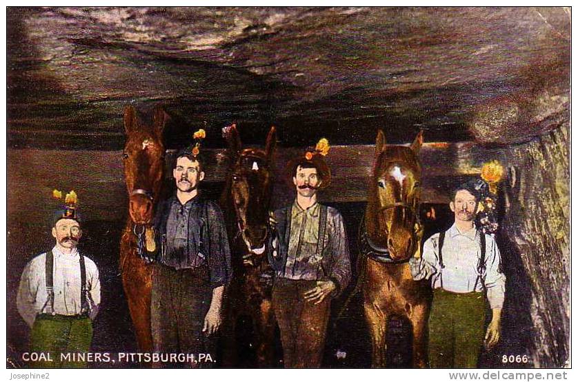 Coal Miners , Pittsburgh .PA - Mineurs De Charbon, Avec Chevaux , Pittsburgh Pennsylvanie - Cpa Colorisée - - Pittsburgh