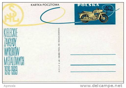 CARTE EP ENTIER POSTALE POLSKA La POLOGNE - MOTO Motocykl SHL M 17 GAZELA 1969 - Motorbikes