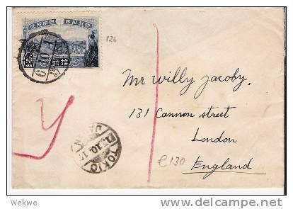 J243/ JAPAN -  Krönungspalast 10 Sn. Nach London 1917 (Brief, Cover, Lettre) - Briefe U. Dokumente