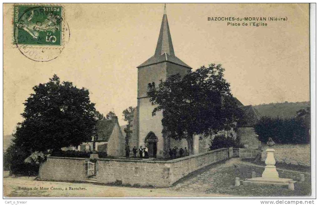 CPA 58 BAZOCHES DU MORVAN. PLACE DE L'EGLISE. 1913 - Bazoches