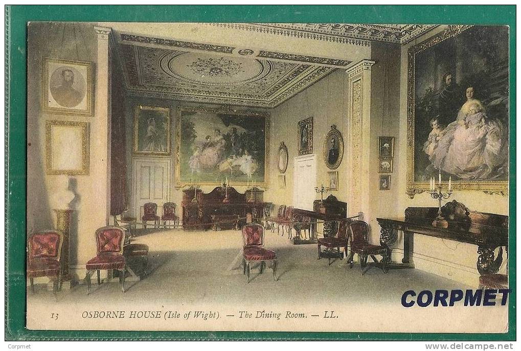 Isle Of Wight - Dining Room Of Osborne House - VF 1909 POSTCARD Sent To BUENOS AIRES - Small Cancel  COWES - Cowes