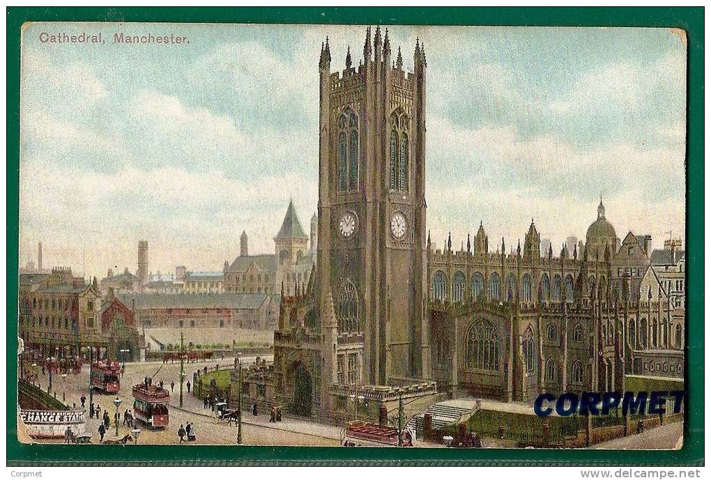 MANCHESTER - Cathedral - TRAMS - UNUSED POSTCARD - C/1910´s - Manchester