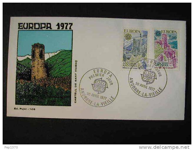 FDC - EPJ - SPD ANDORRE FRANCAISE 1977 EUROPA CEPT - FDC