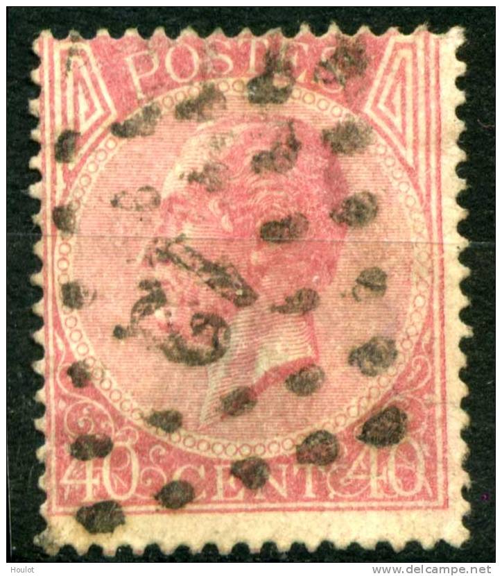 Belgien Mi.N° 17 D  Gestempelt 1865,  König Leopold I. Nach Links.40 C Rosa E / Gez. 15  Mit Punktrautenstempel N° 12 - 1865-1866 Profil Gauche