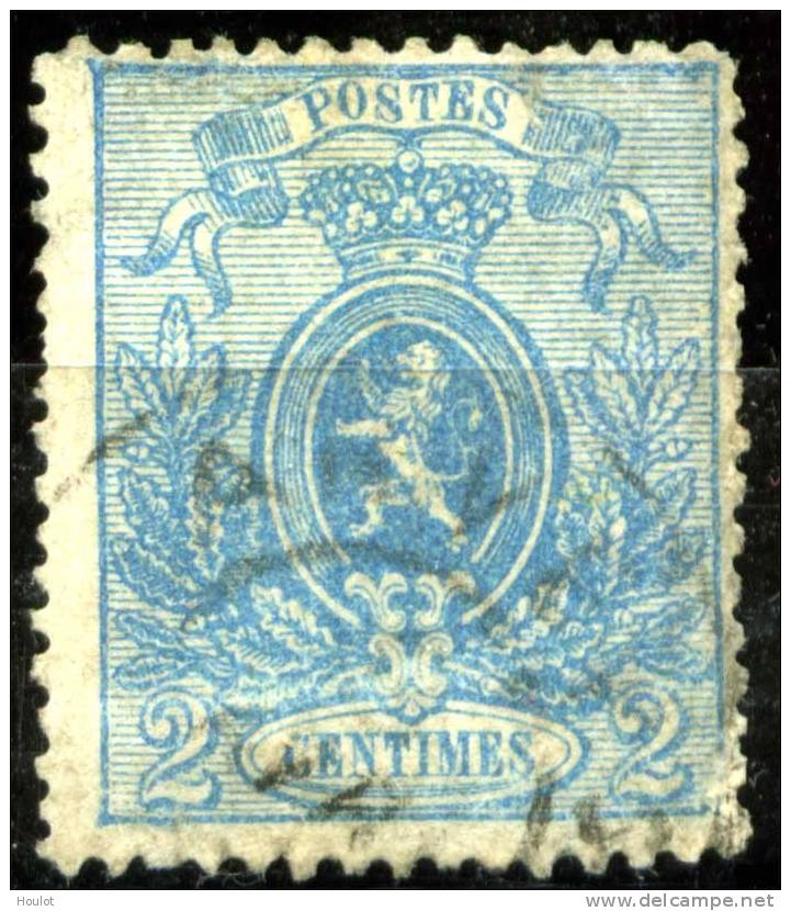 Belgien Mi.N°21 C Plf, Gestempelt Dent. 15;  1866,  Zeitungsmarken,2 Plattenfehler 1. Rahmen Von POSTES Rechts Oben Nebe - 1866-1867 Coat Of Arms