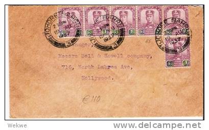 Mly025a/  MALAYSIA - Johore-USA 1937 Mit 12 X 1 Cent Marke, Michel Nr. 85 - Johore