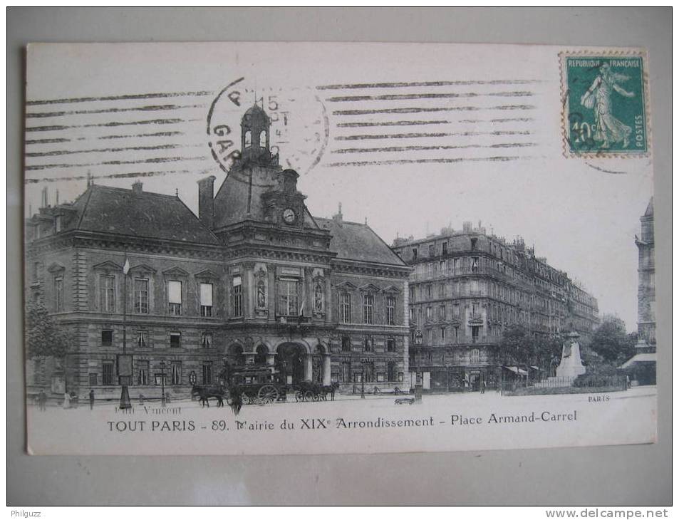 CARTE POSTALE CPA TOUT PARIS MAIRIE DU XIX ème Arrondissement PLACE ARMAND CARREL - Paris (19)