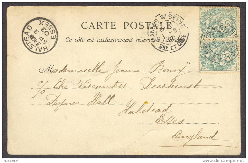 France PPC Mantes-la-Ville - Le Chateau De Ville Un Coin Pittoresque To England 1903 (2 Scans) - Mantes La Ville