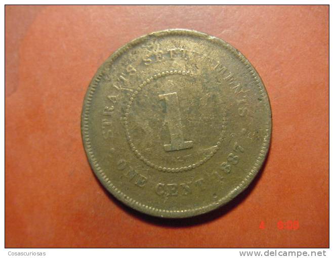 4577 SINGAPORE MALACCA STRAITS SETTLEMENTS  ONE CENT    AÑOS / YEARS  1887   FAIR+ - Singapur