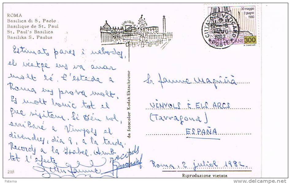 Postal, CIUDAD DEL VATICANO (Roma) 1982, Post Card, Postkarte - Covers & Documents