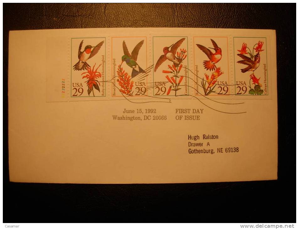 USA 1992 FDC Strip - Kolibries