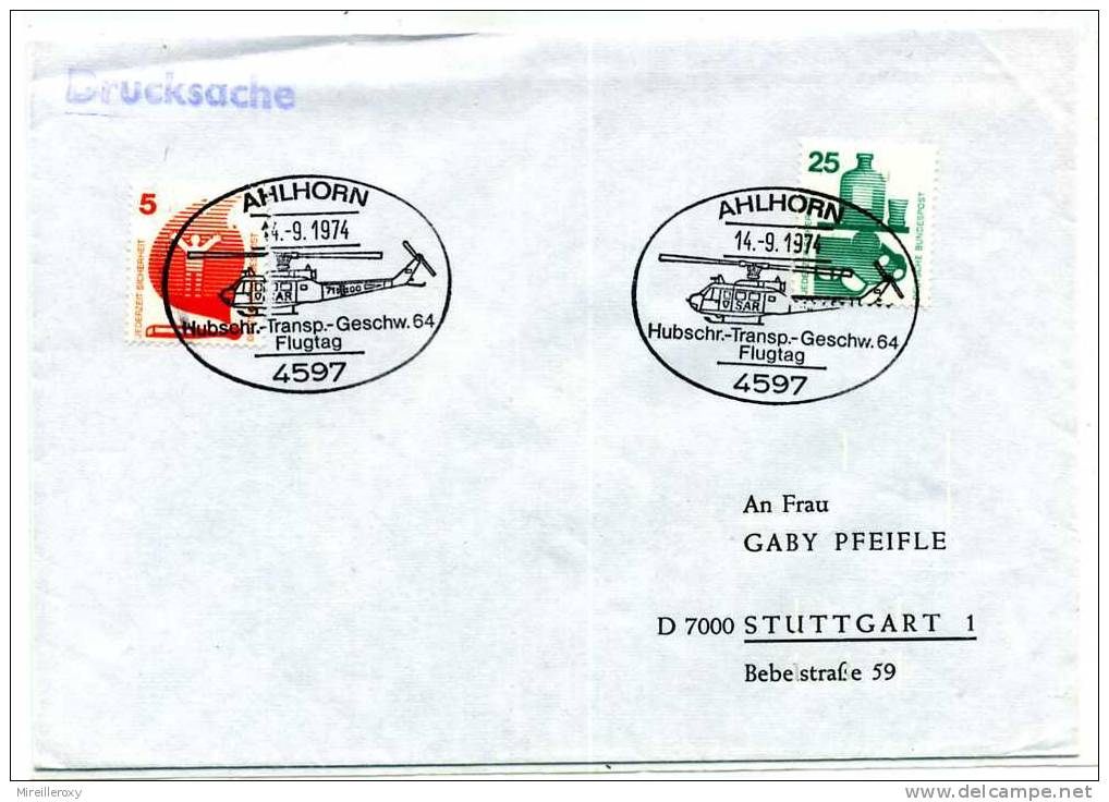 HELICOPTERE / AVION / OBLITERATION TEMPORAIRE 1974  ALLEMAGNE / HUBSCHRAUBER - Helicopters