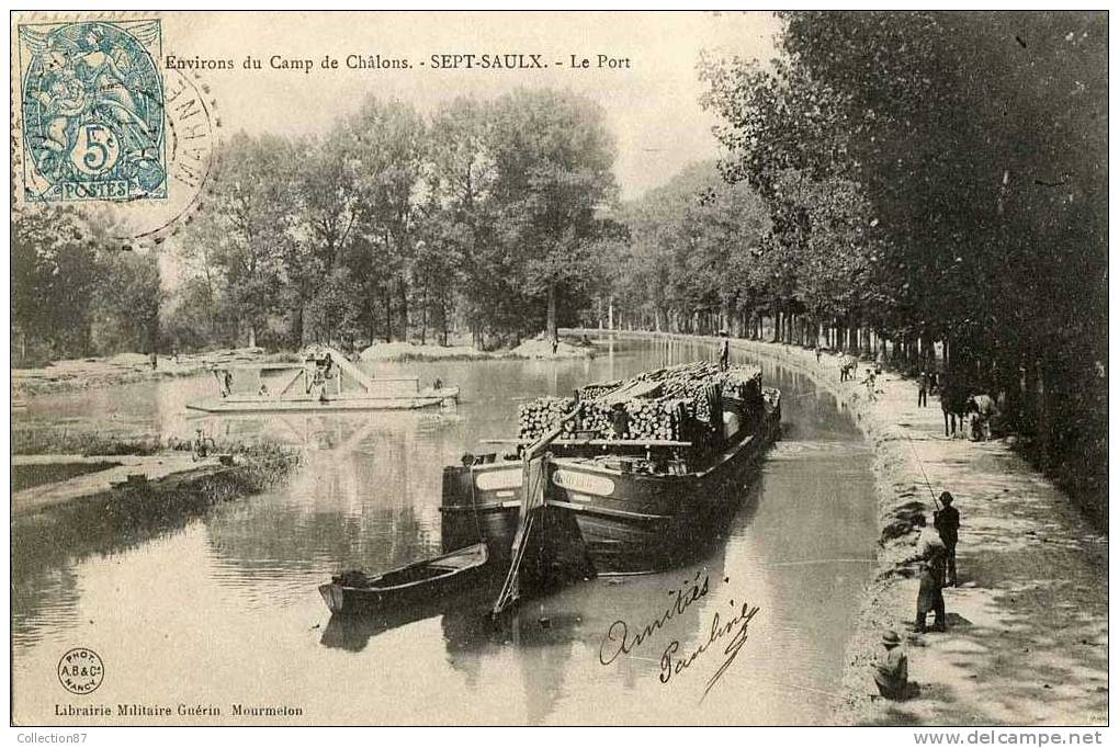 BATEAUX - PENICHE - 51 - MARNE - SEPT SAULX - LE PORT Du CANAL - TRANSPORT De BOIS - Houseboats