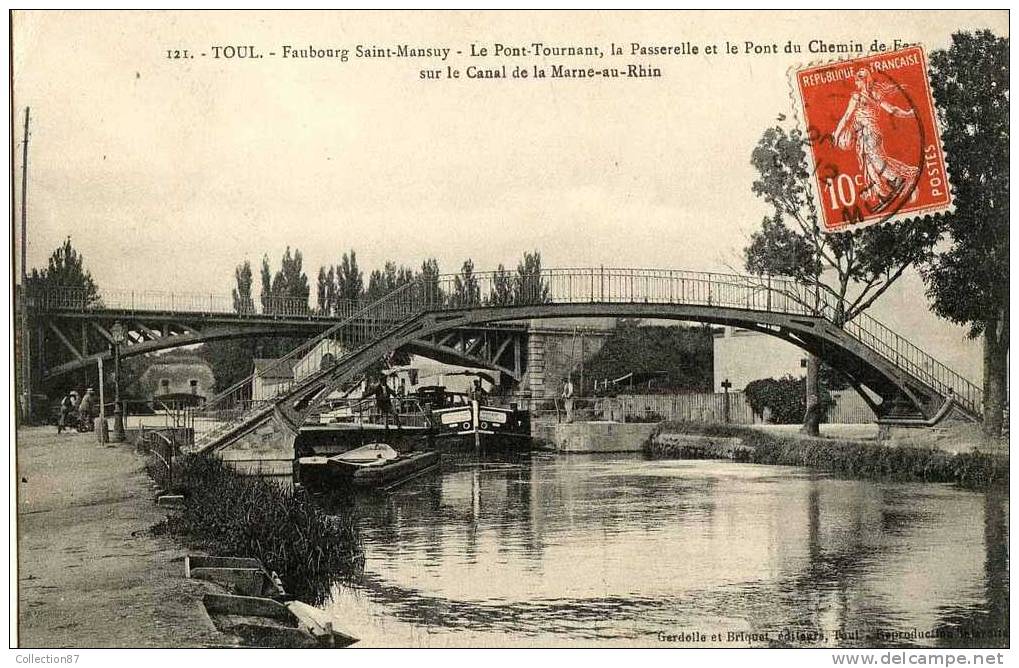 BATEAUX - PENICHE - 54 - TOUL - FAUBOURG De ST MANSUY - PONT TOURNANT - CANAL De La MARNE - Binnenschepen