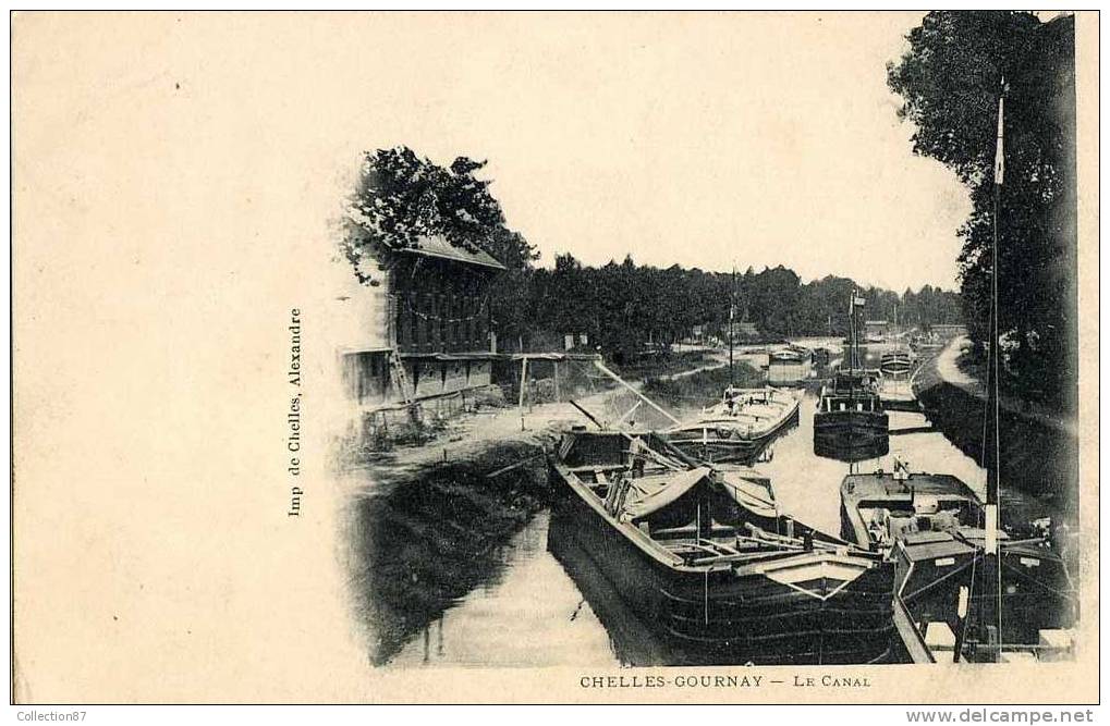 BATEAUX - PENICHE - 77 - CHELLES GOURNAY - CANAL De La MARNE - CLICHE 1900 DOS SIMPLE NON DIVISE - Binnenschepen