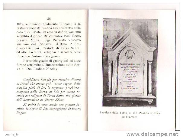 CENNO BIOGRAFICO DELLA SERVA DI DIO PAOLINA DE MARCHESI NICOLAY - DEL TERZ'ORDINE DI S. FRANCESCO - GERUSALEMME - 1926 - - Manuales Para Coleccionistas