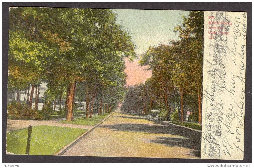 United States PPC Kenilworth Avenue Oak Park 111 Cancelled 1907 To Denmark Washington (2 Scans) - Autres & Non Classés