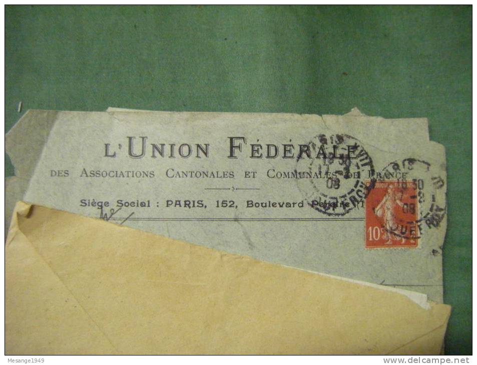 Enveloppe  Entiere  L´union Federale A Paris - Cachet   -paris    56/9221-- - 1877-1920: Période Semi Moderne