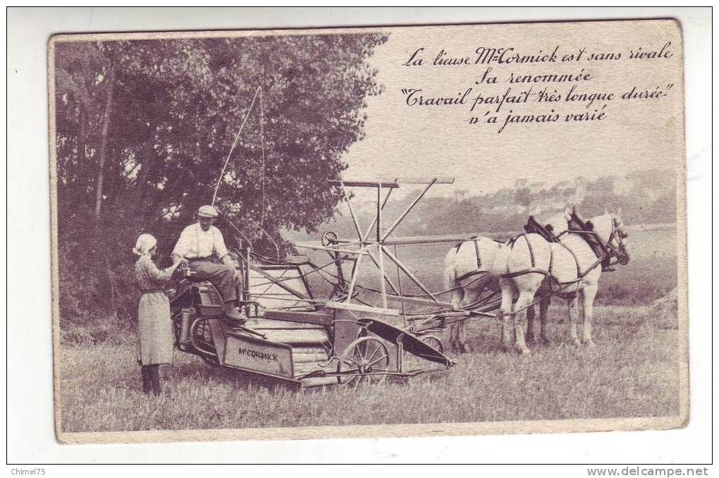 Publicité  Mac CORNICK Lieuse Attelage Belle Scène - Tractors