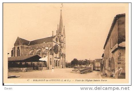 Miramont-de-Guyenne. Place De L'Eglise Sainte Marie. - Autres & Non Classés