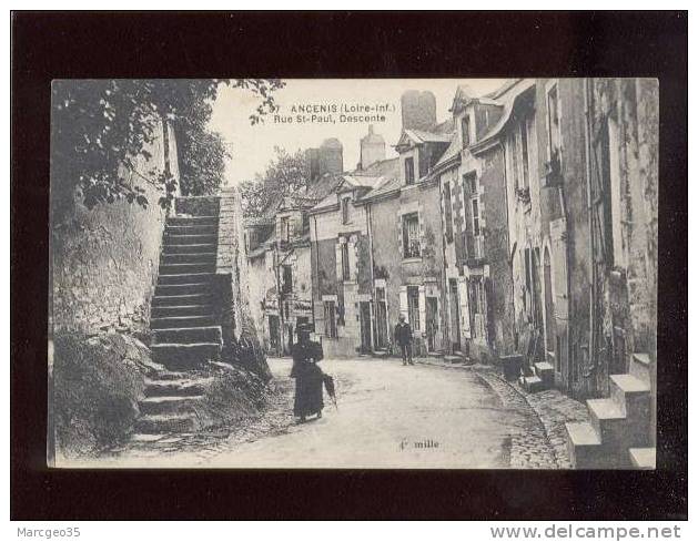 Ancenis Rue St Paul Descente  édit.chapeau N° 37 Animée Maison Huet  Belle Carte - Ancenis