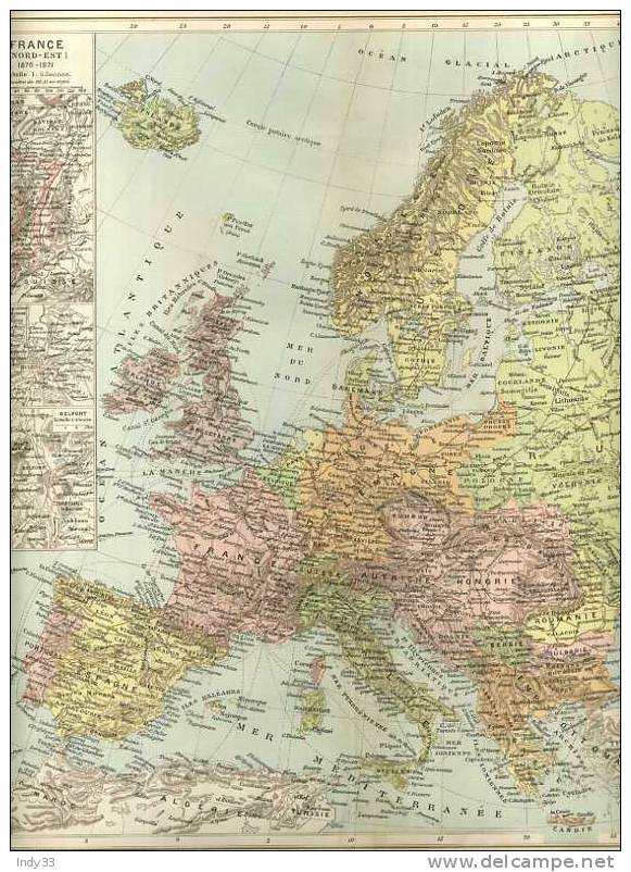 - EUROPE PHYSIQUE ET POLITIQUE .  CARTE GRAVEE EN COULEURS A  LA FIN DU XIXe S. SOUS LA DIRECTION DE M. DRIOUX ET L - Cartes Géographiques