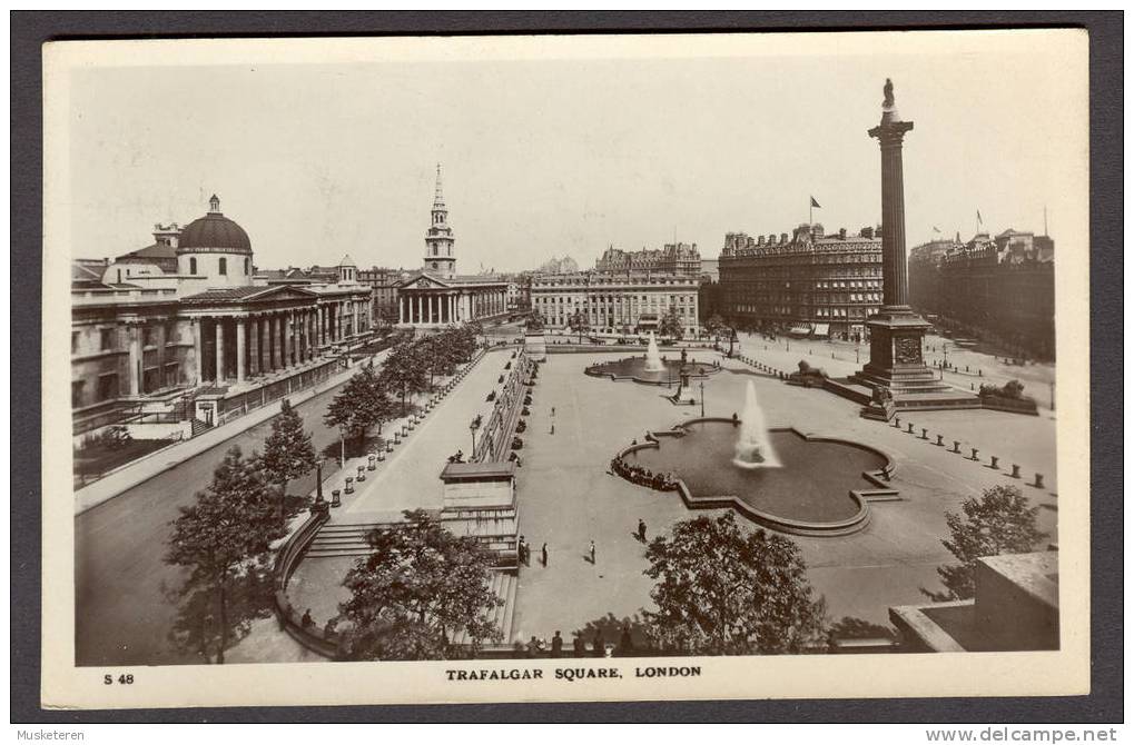 United Kingdom PPC London S 48 Trafalgar Square Real Photo 1925 To Denmark (2 Scans) KG V - Trafalgar Square